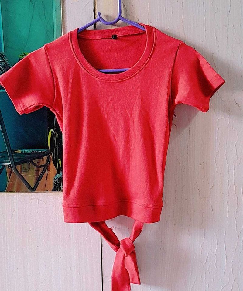 Red Tie-Back Crop Top