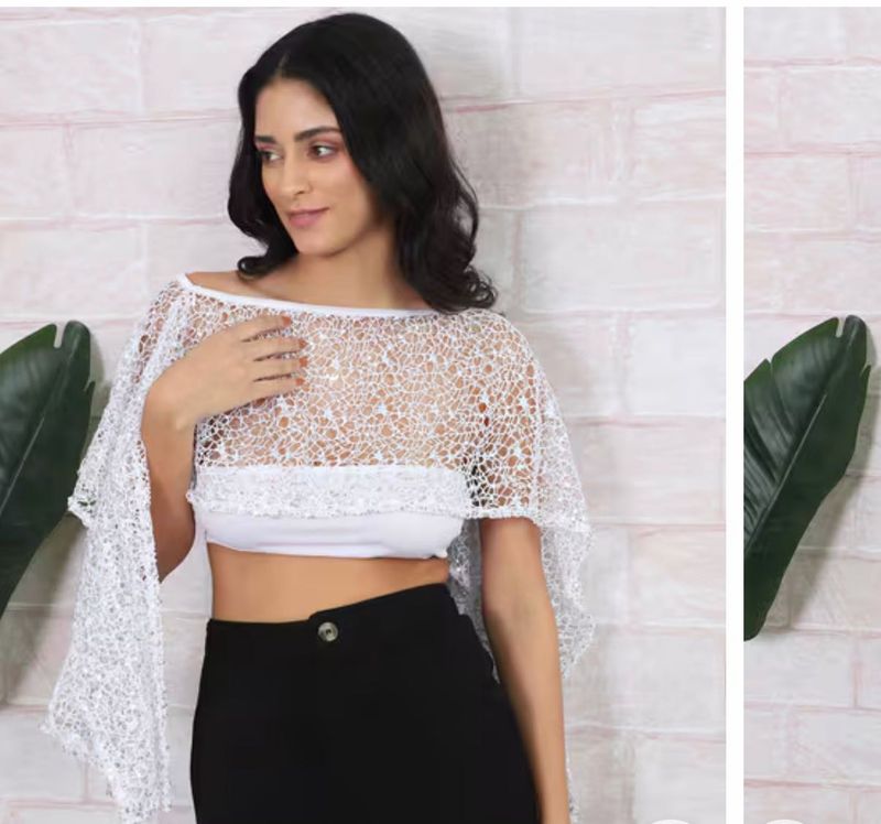 Shein White Lace Overlay Crop Top