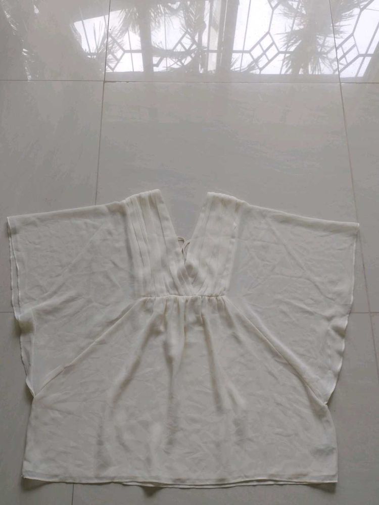 Elegant Off-White Flowy Tunic Top