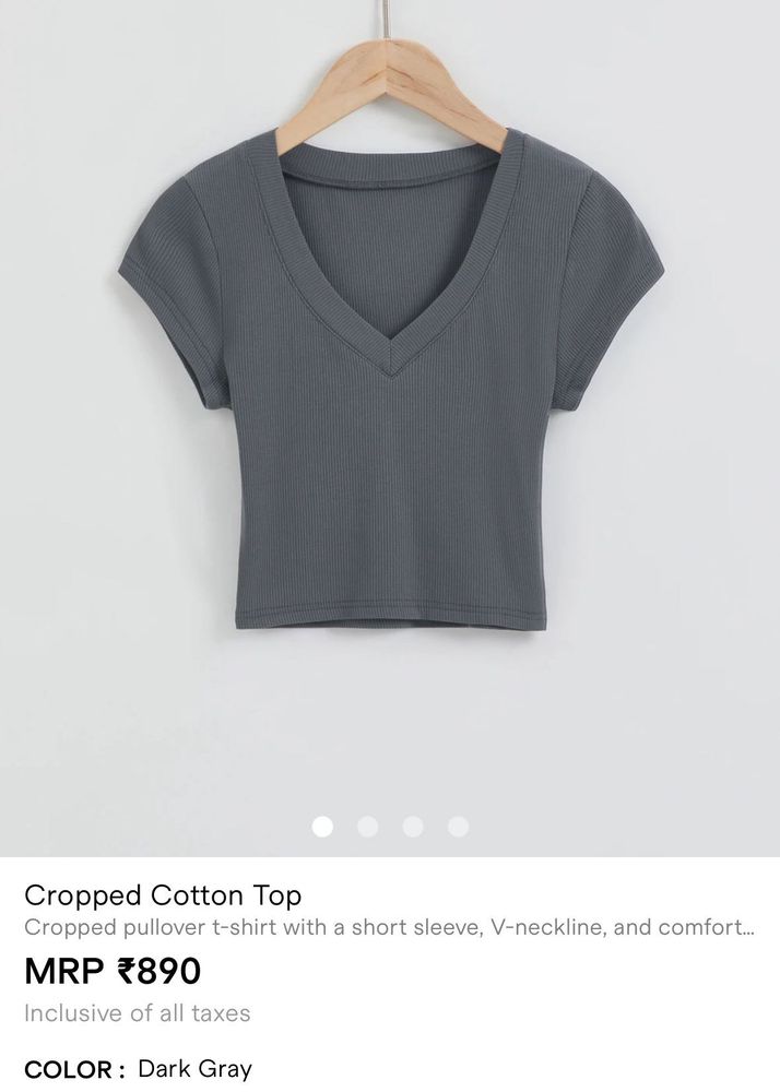 Stylish Dark Gray Cropped Cotton Top