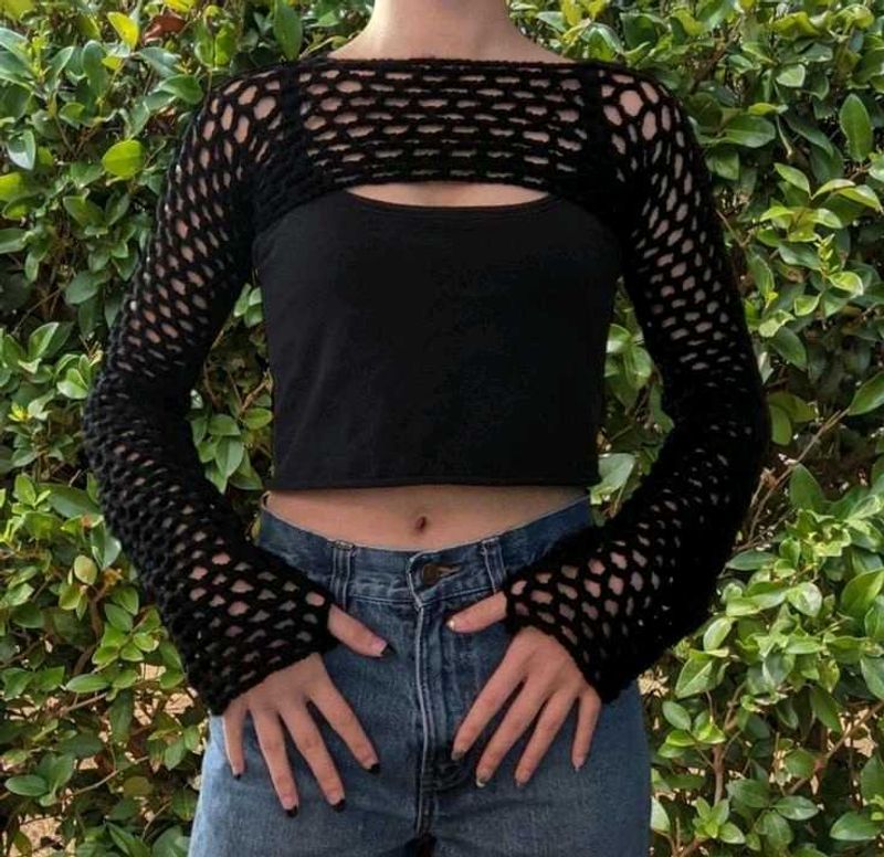 Black Fishnet crochet bolero