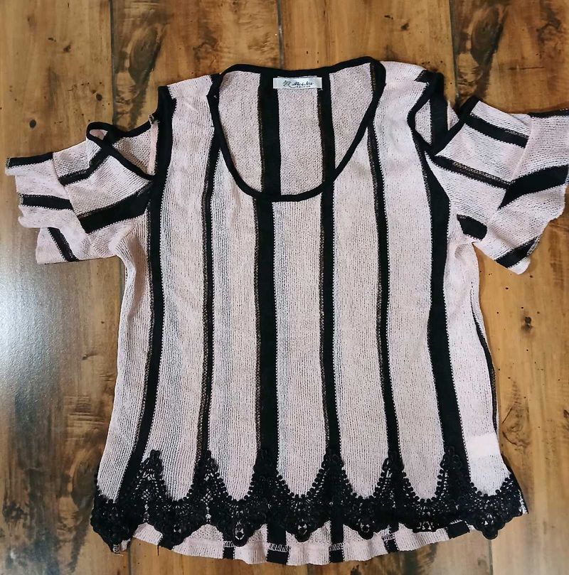 Striped Cold Shoulder Top