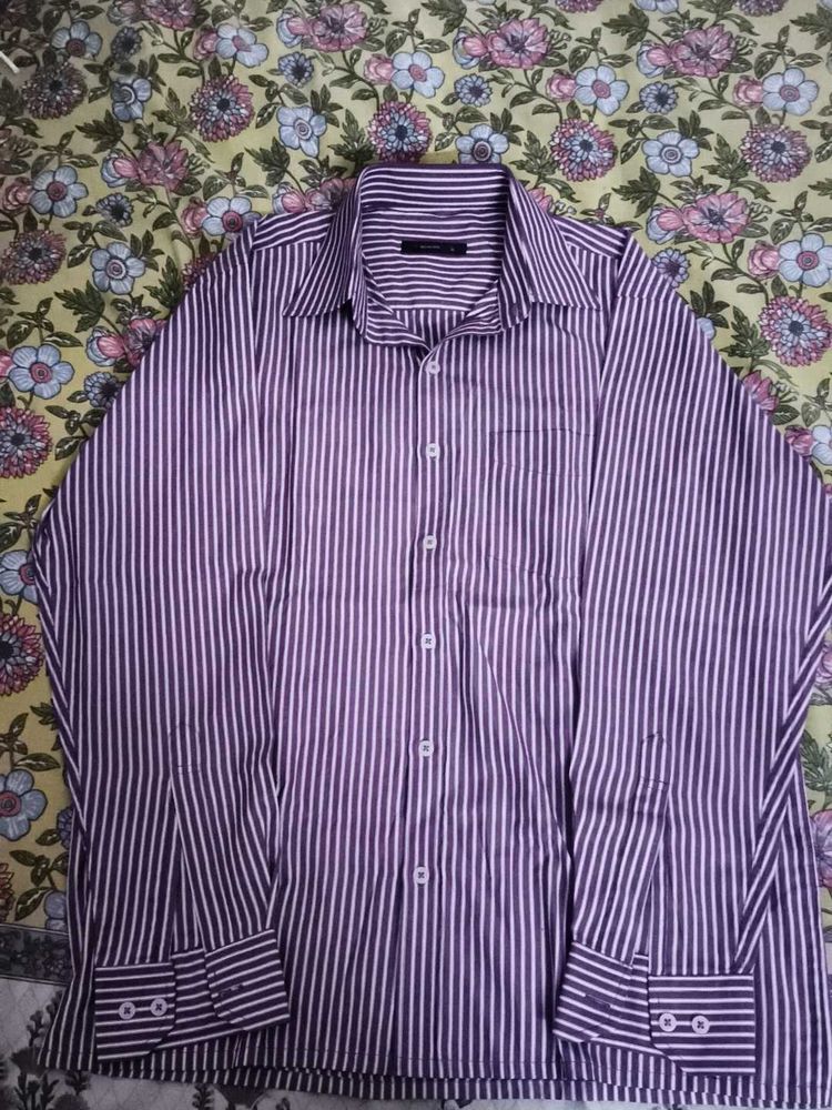 Men's Purple Striped Casual Shirt