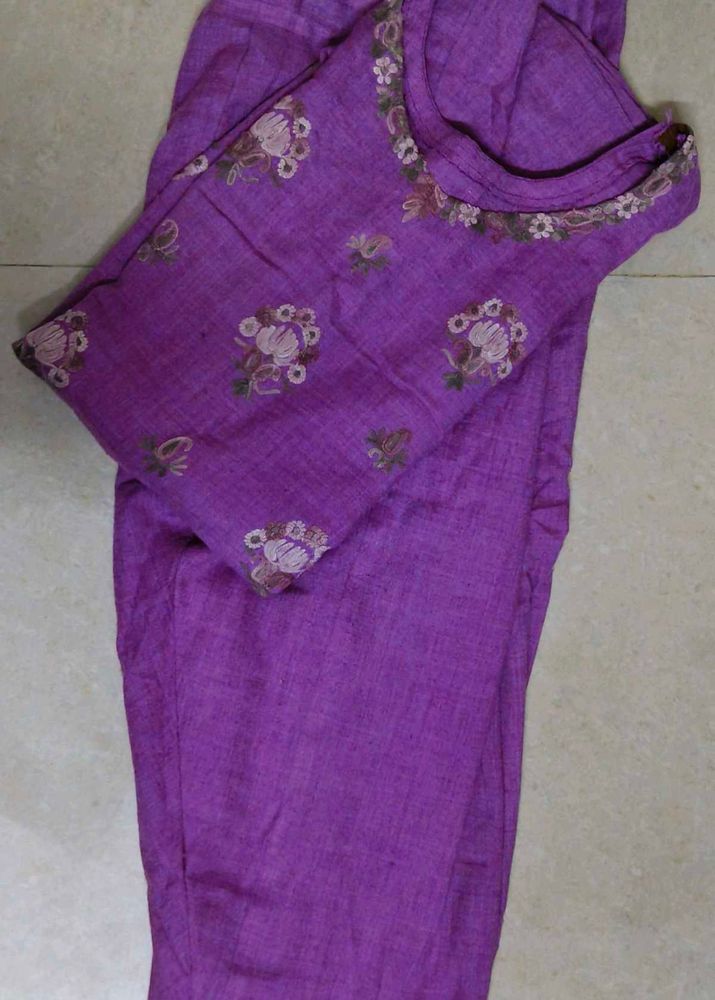 Purple Embroidered Kurta Set