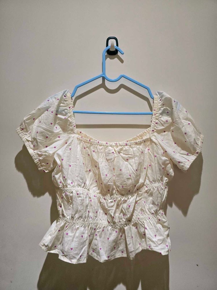 puffed sleeve heart top
