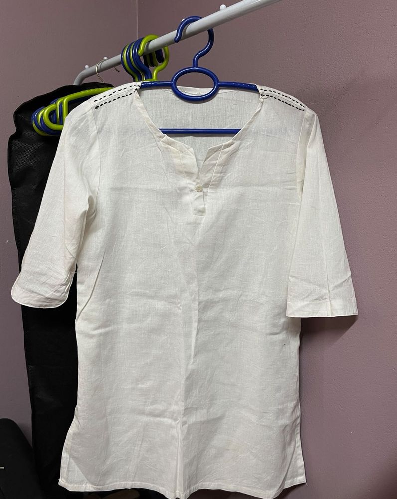 Classic White Linen Kurta