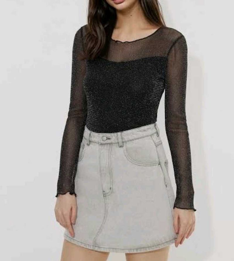 SHEIN Sparkly Mesh Top