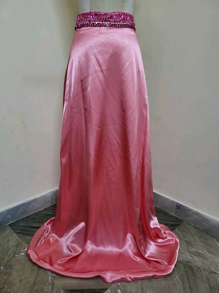 Pink Satin Evening Skirt