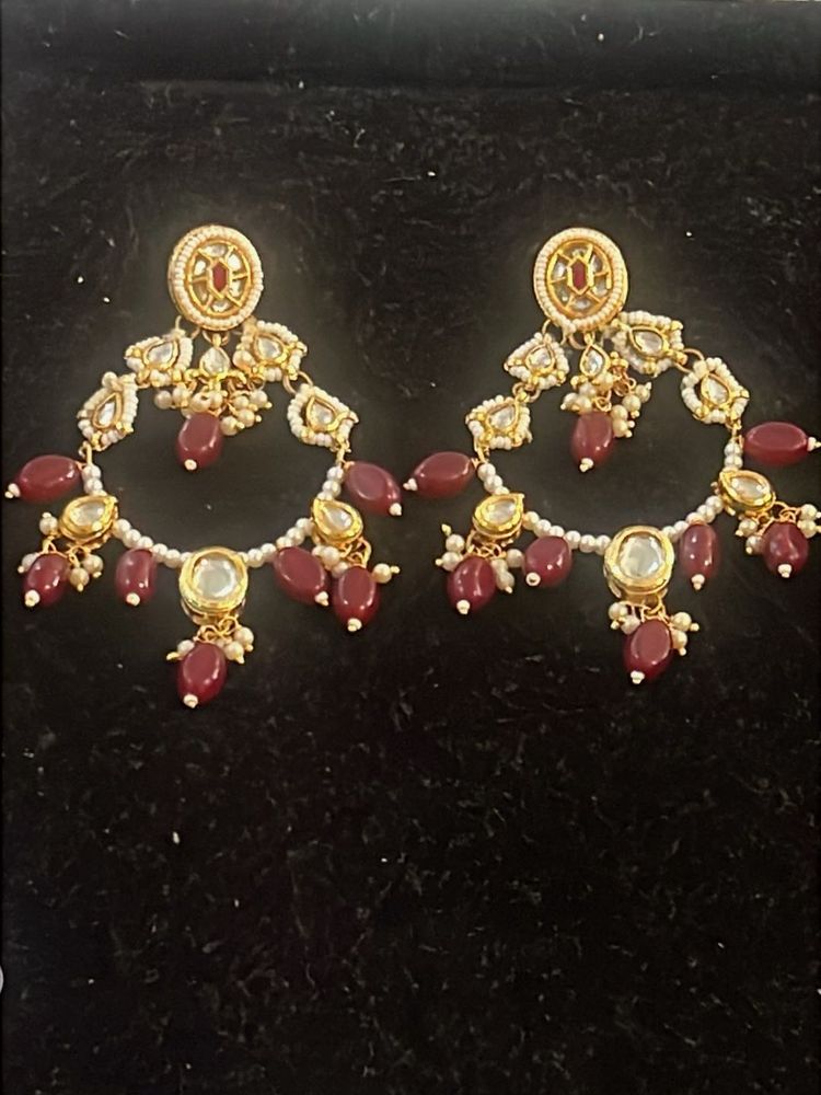 Stunning wine color pearl Stone Earrings