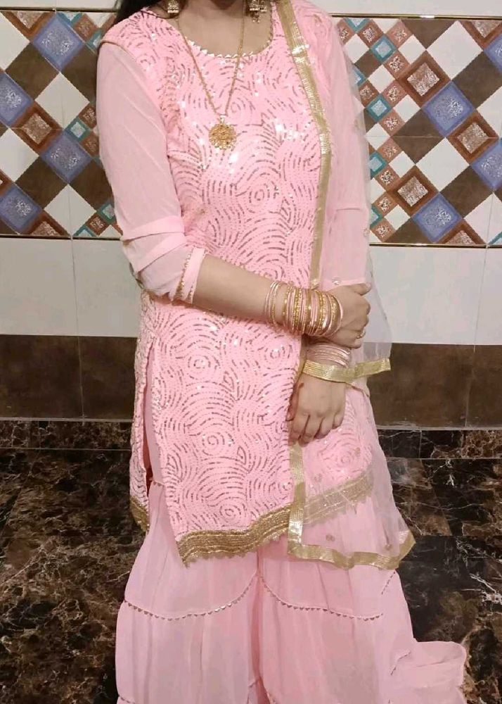 Pink Sequined Kurta n dupatta