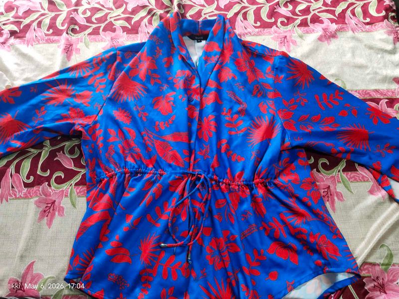 Vibrant Blue Floral Print Top