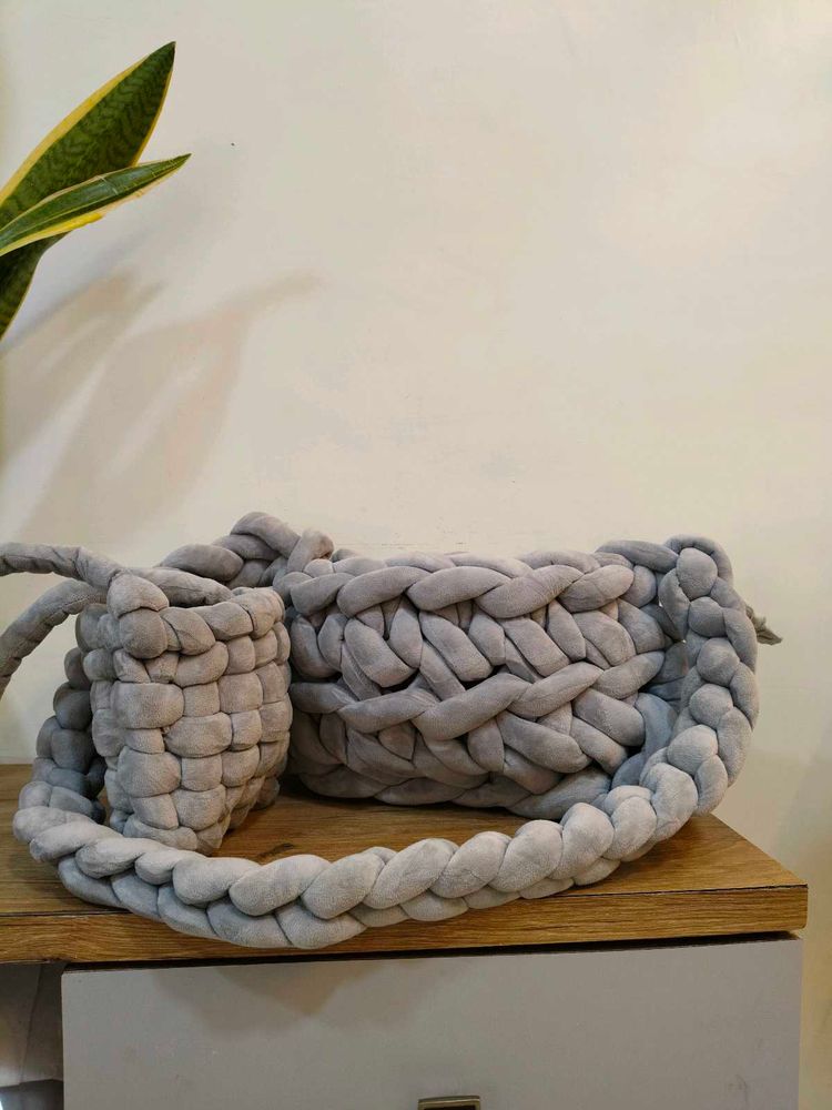 Chunky Knit Storage Basket Set