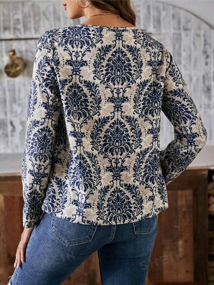 Patterned Long Sleeve Top