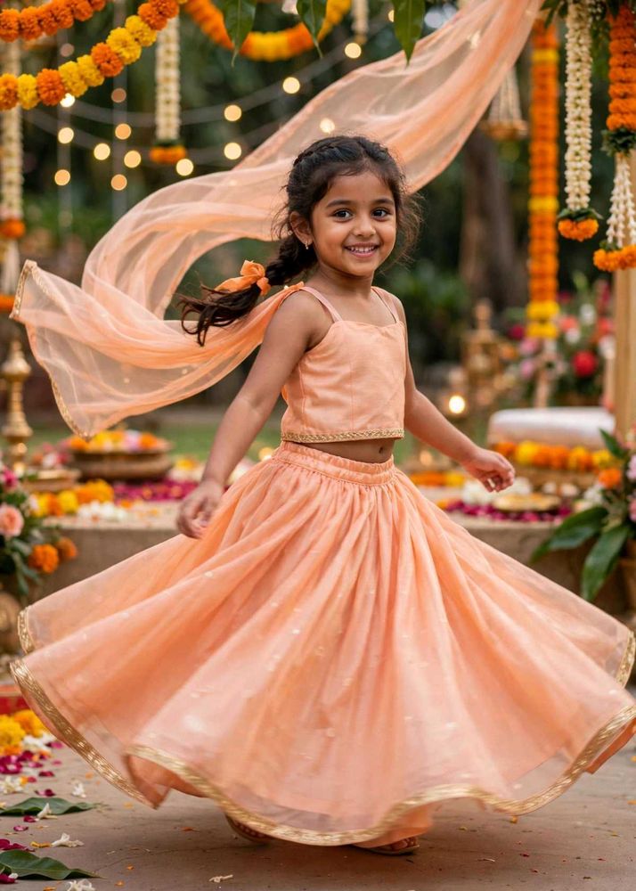 Adorable Peach Lehenga Set