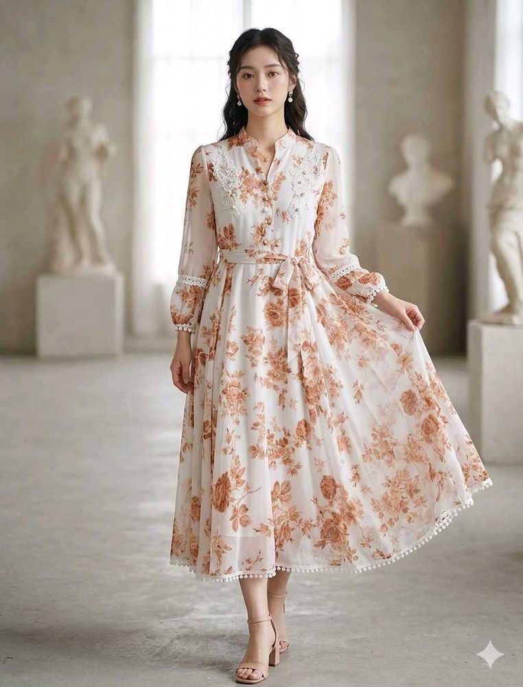 Beautiful Floral Print Maxi Dress