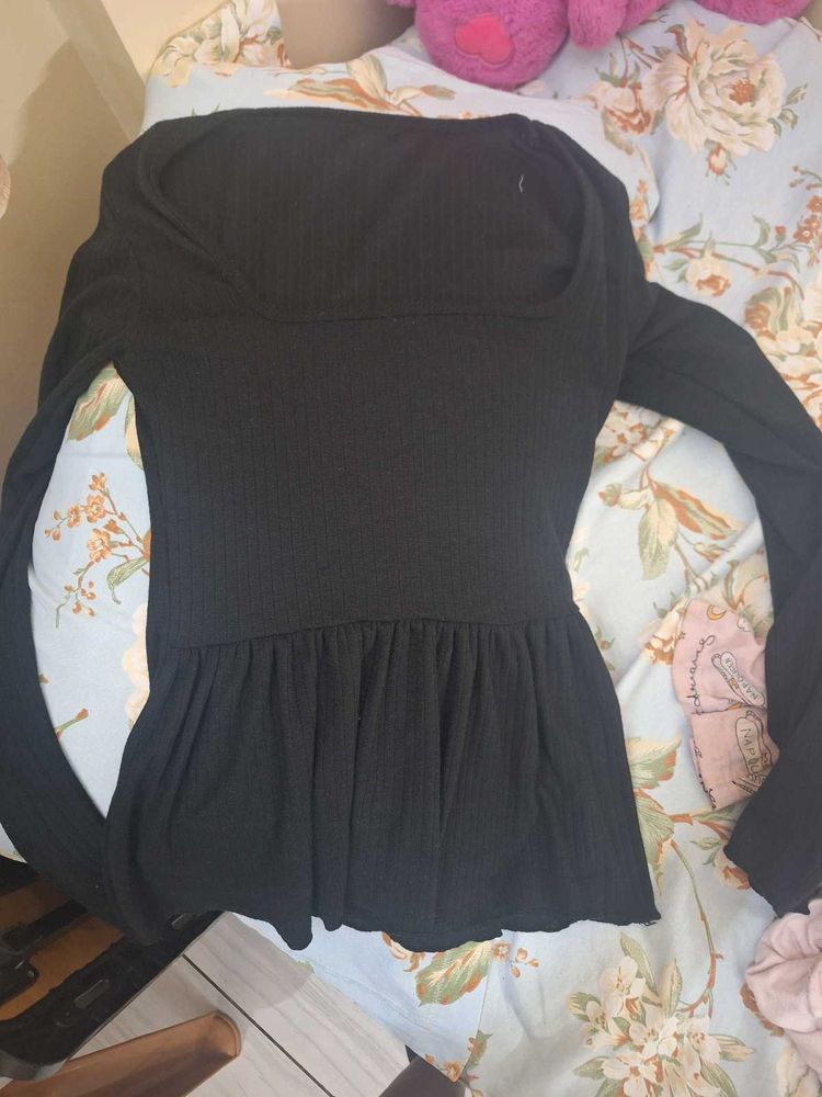 Cute Black Peplum Top
