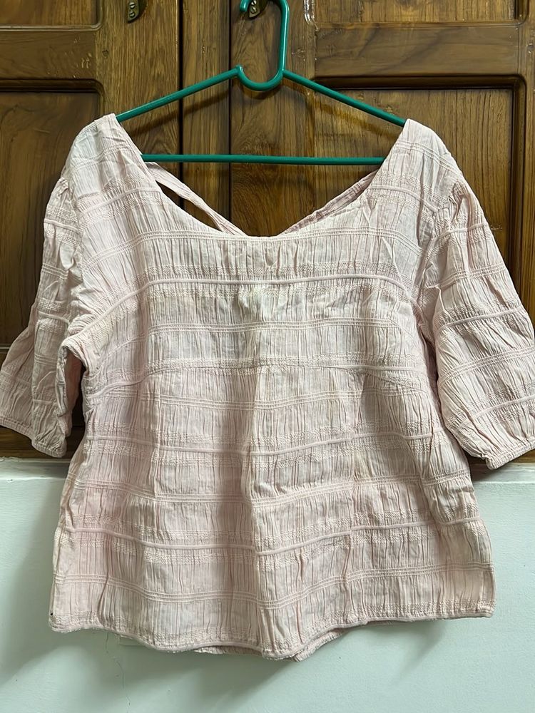 Light Pink Textured Tunic Top