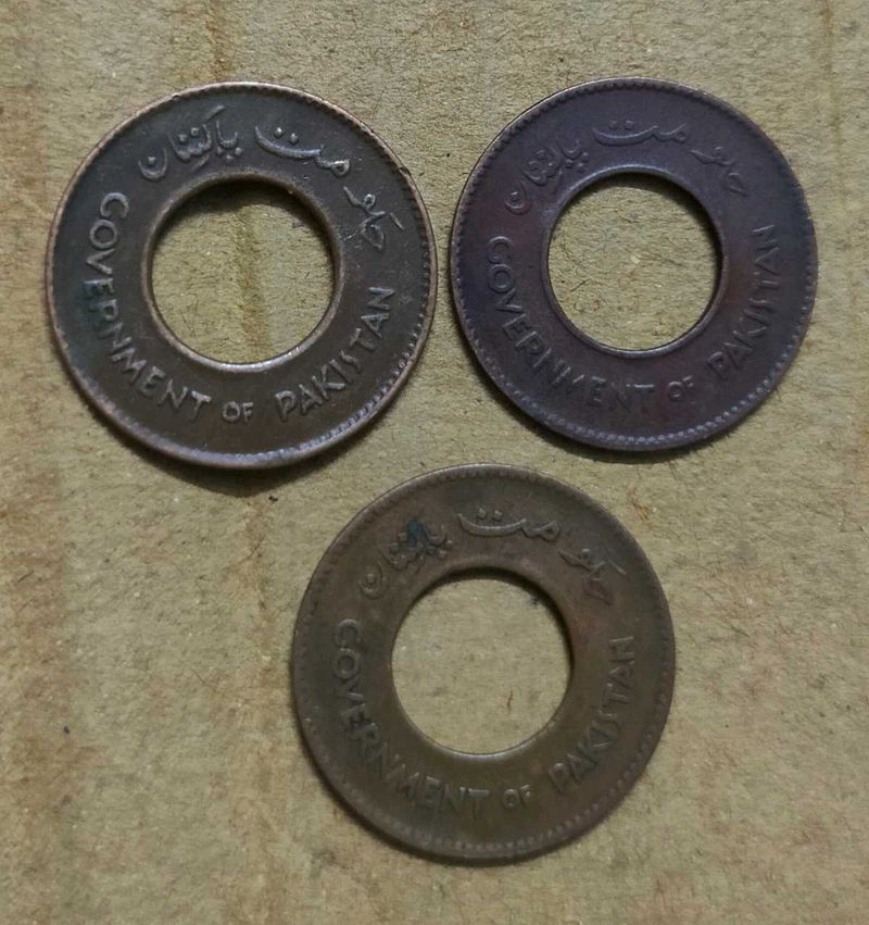 1948-1952 PK One Pice Hole Coin.Lahore mint
