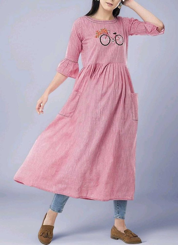Comfy Pink Embroidered Kurta