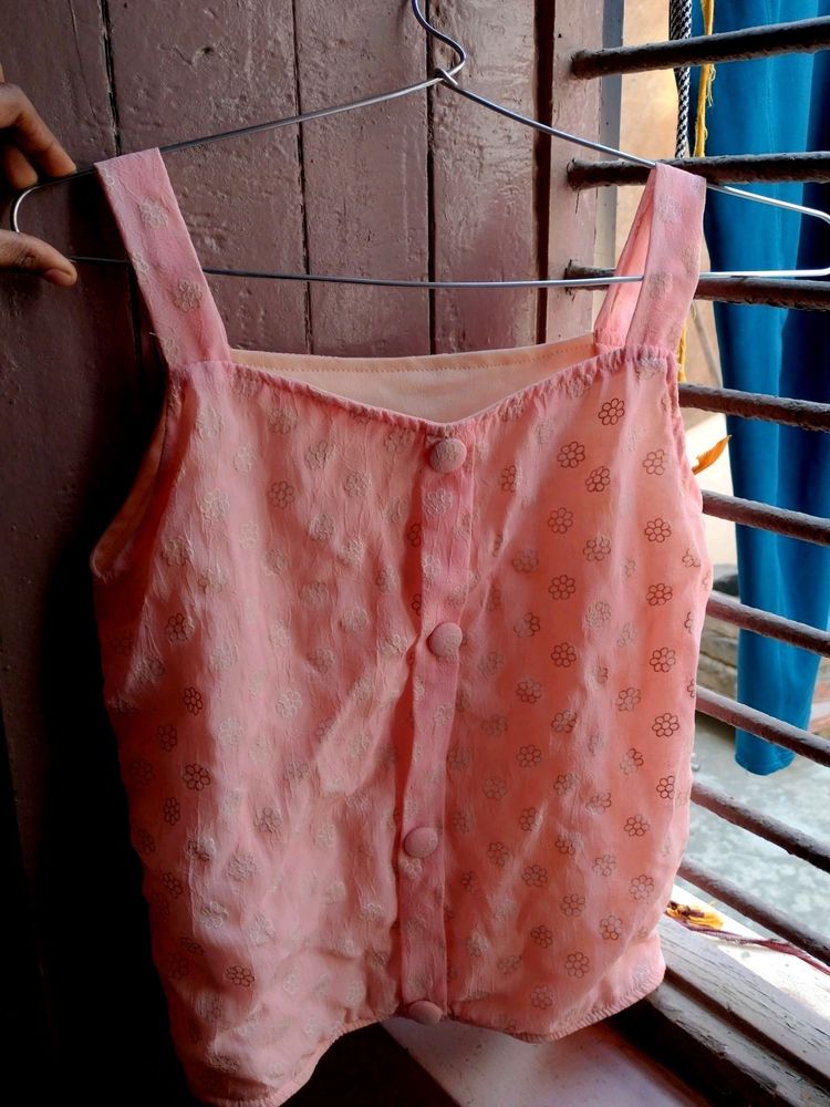 Pink Sleeveless Top With Shrug