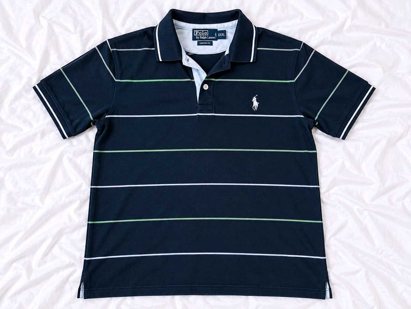 Vintage Navy Blue Striped Polo – Classic Ralph Lau