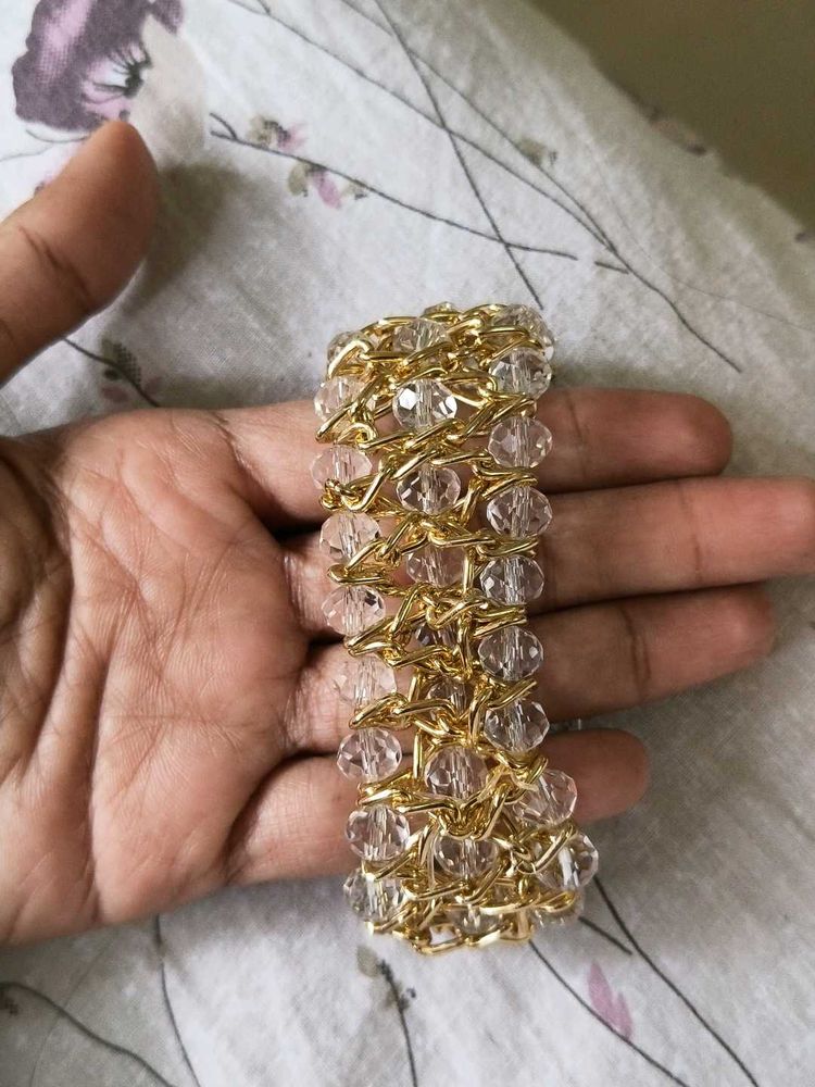 Sparkling Crystal &amp; Gold Tone Bracelet