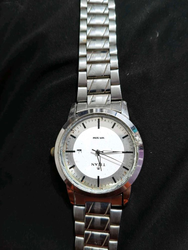 Titan Analog Watch - Silver stainless steel Band