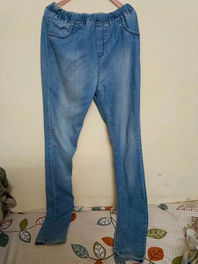 Blue Straight Low Waist Jeans