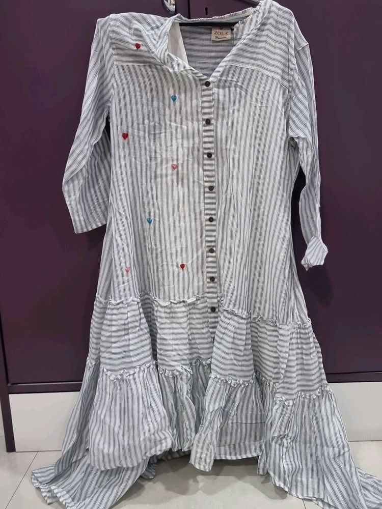 Striped Tiered Midi Dress
