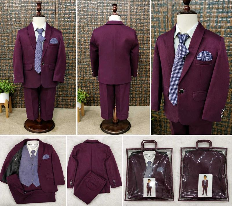 Boys' Burgundy Suit Set with Tie