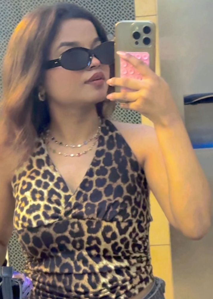 Animal Print Halter Neck Top
