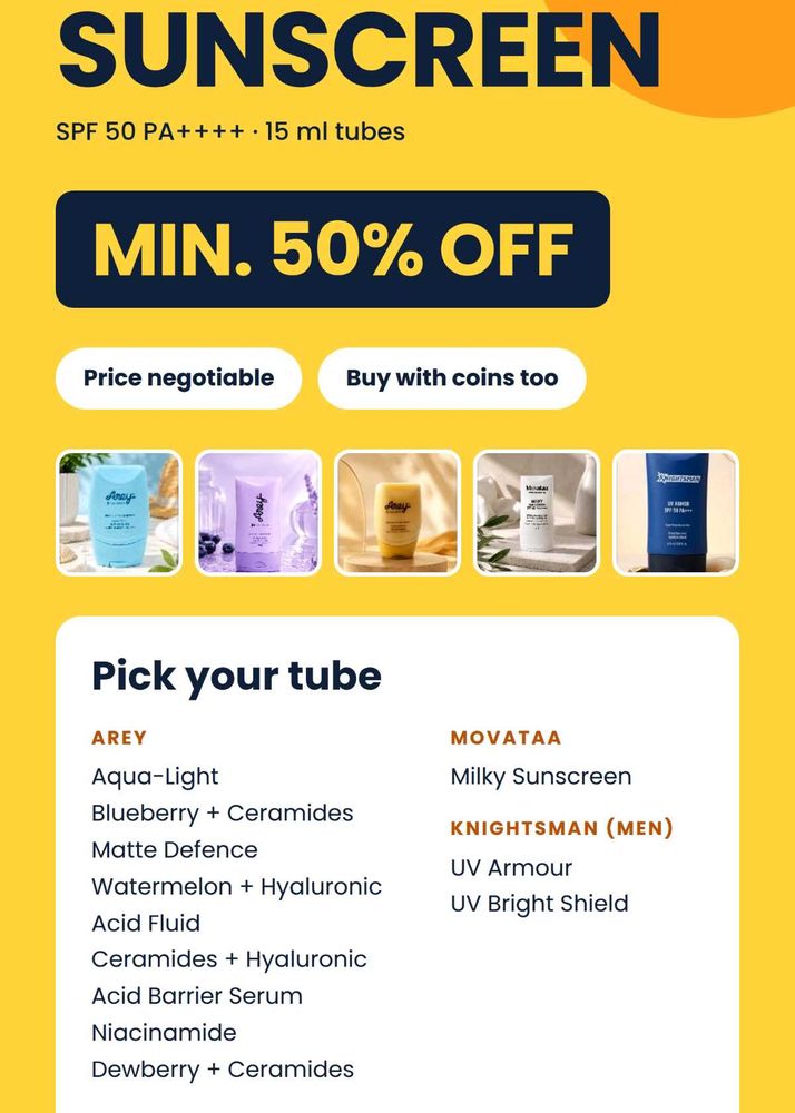 Sunscreen SPF 50 PA++++ Tubes