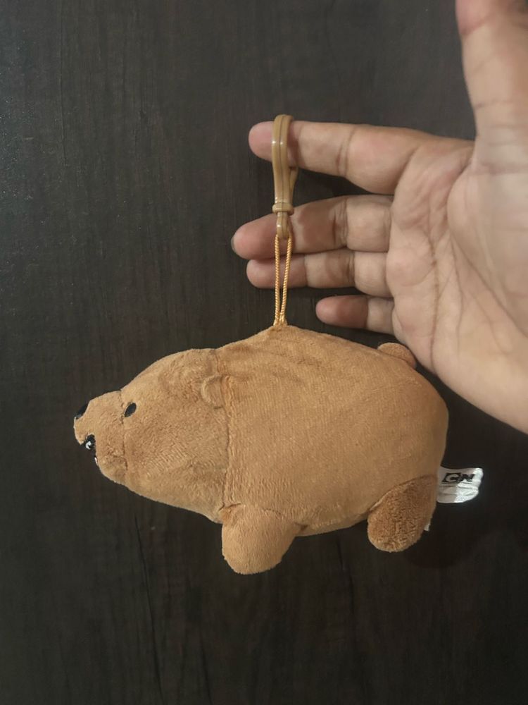 We Bare Bears Brown Grizzly Bear Plush Bag Tag
