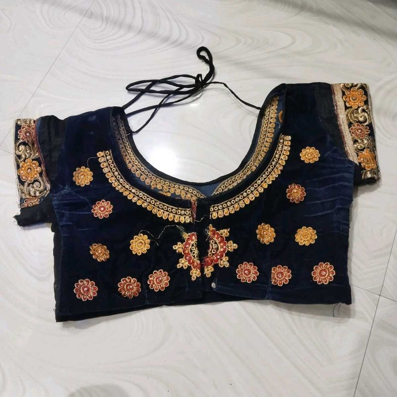 Embroidered Velvet Blouse