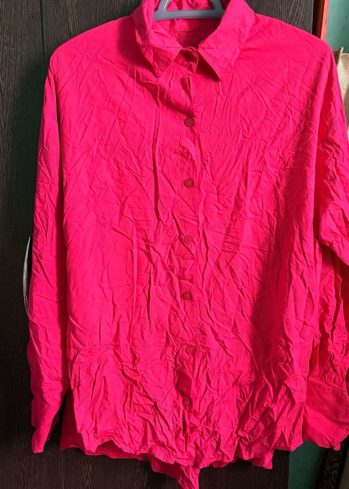 Vibrant Pink Button-Up Shirt