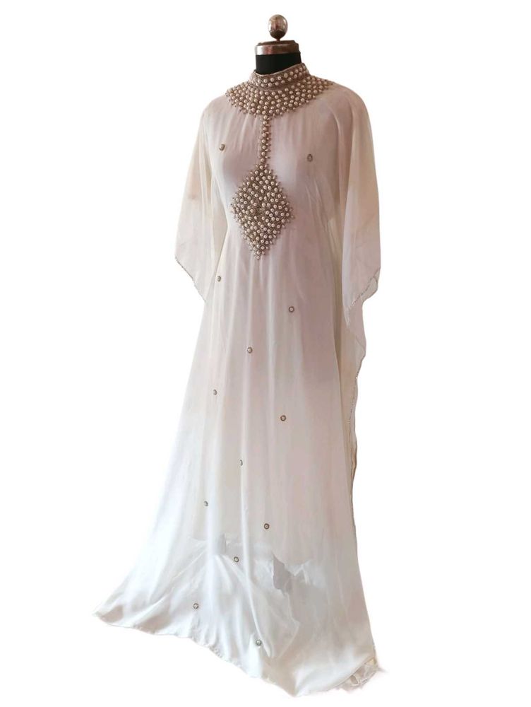 Elegant White Embellished Kaftan