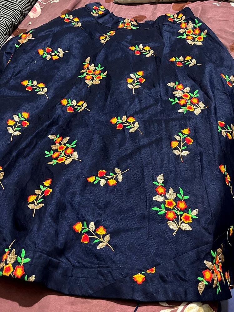 Navy Blue Embroidered choli