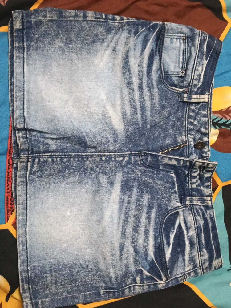 Blue Denim Mini Skirt