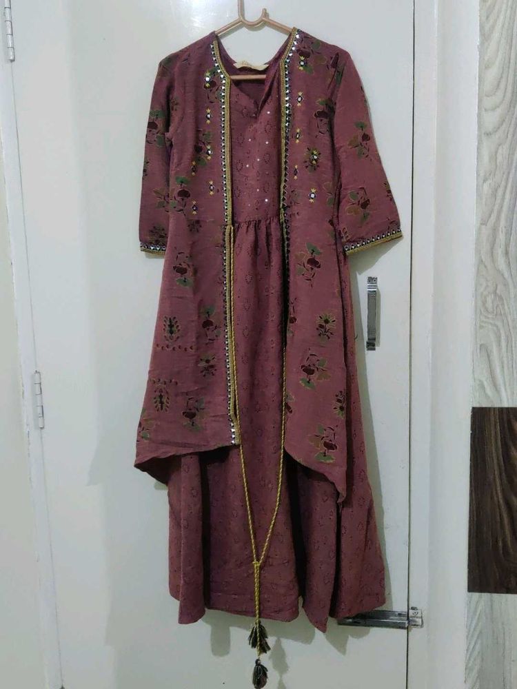 Elegant Purple High-Low Kurti Dress