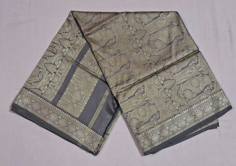 Elegant Grey Woven Silk Saree