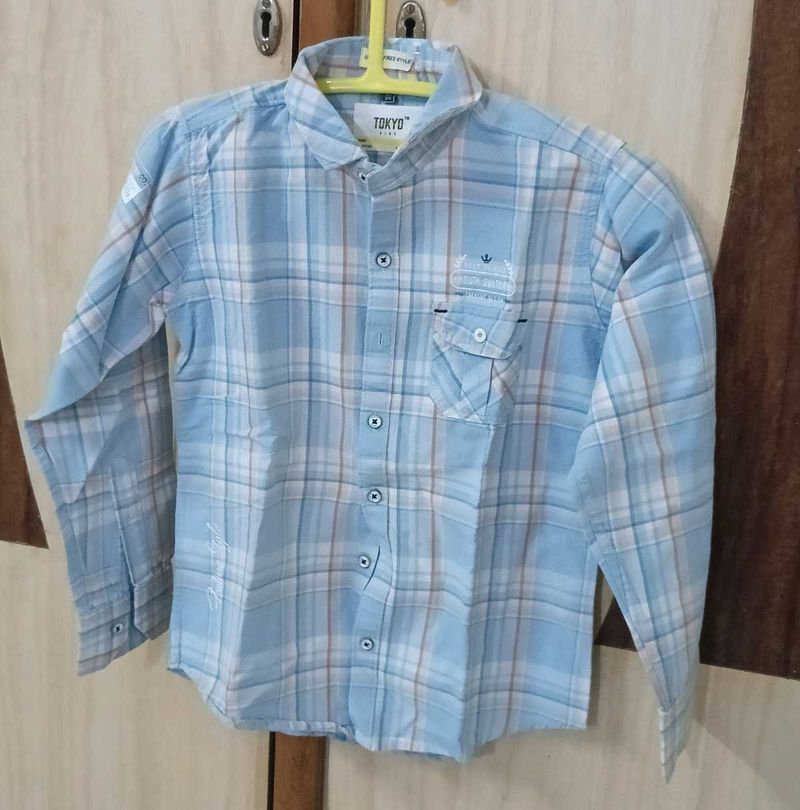 Men's Light Blue Checked Shirt