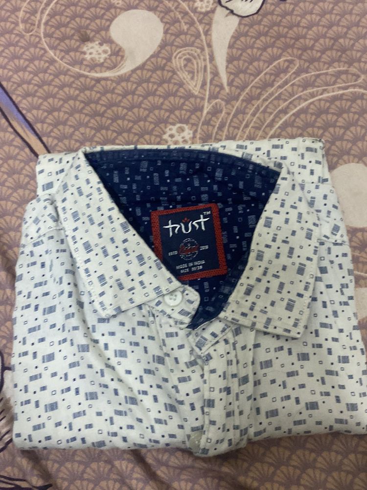 White Printed Shirt At Good Condition