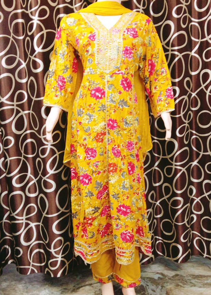 Anarkali Printed Rayon Kurti Set