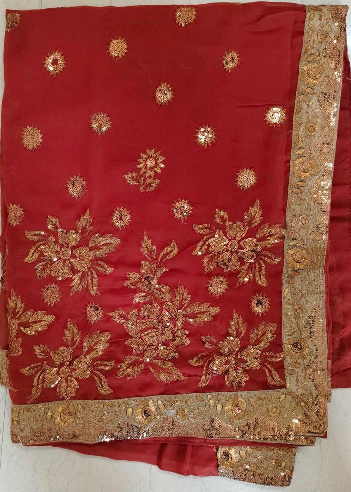 Brand New Dark Brown Designer Saree with Golden Se