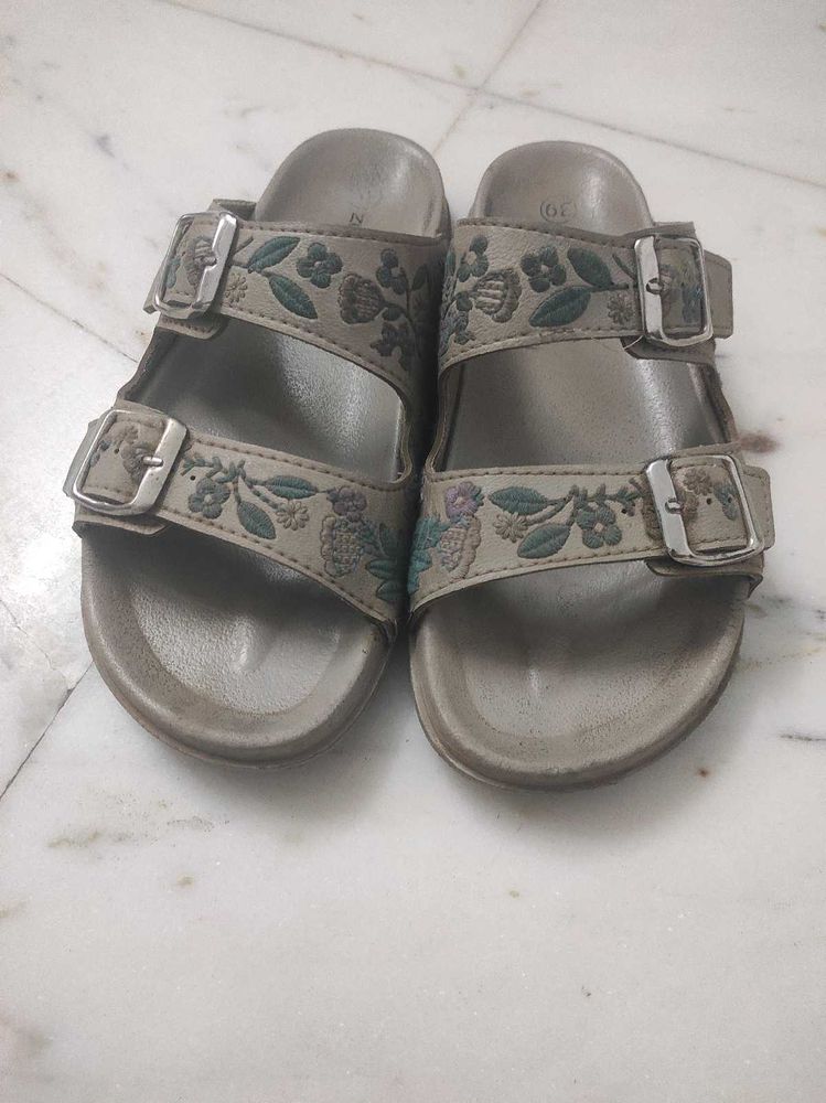 Embroidered Buckle Sandals