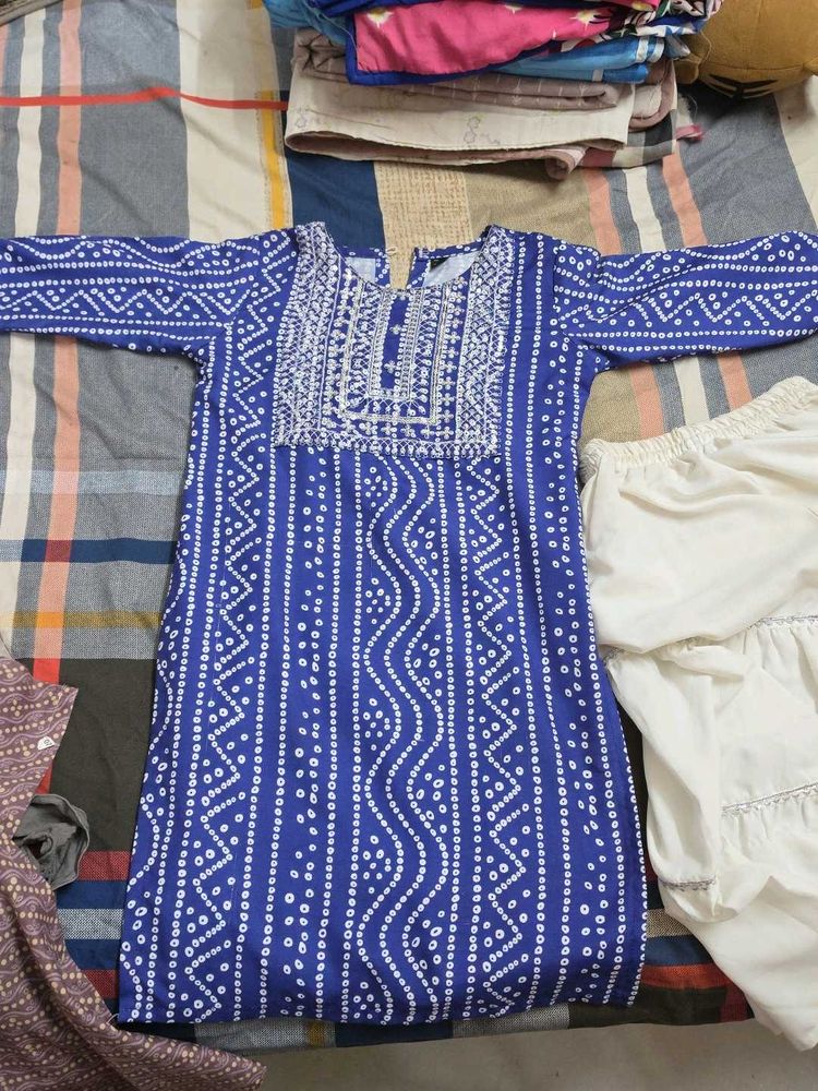 Blue Bandhani Kurta Set