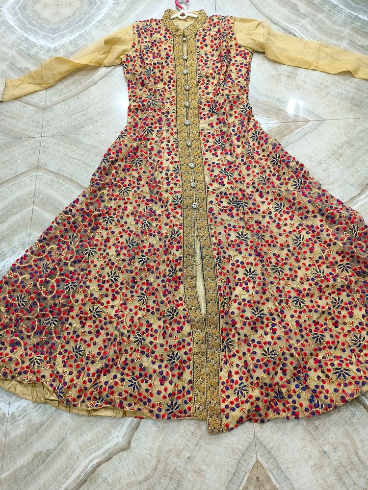 Front Open Long Kurti With Plazzo &amp; Dupatta