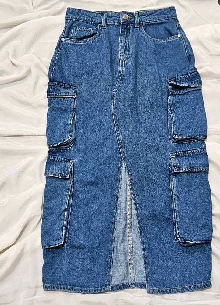 Cargo Denim Skirt