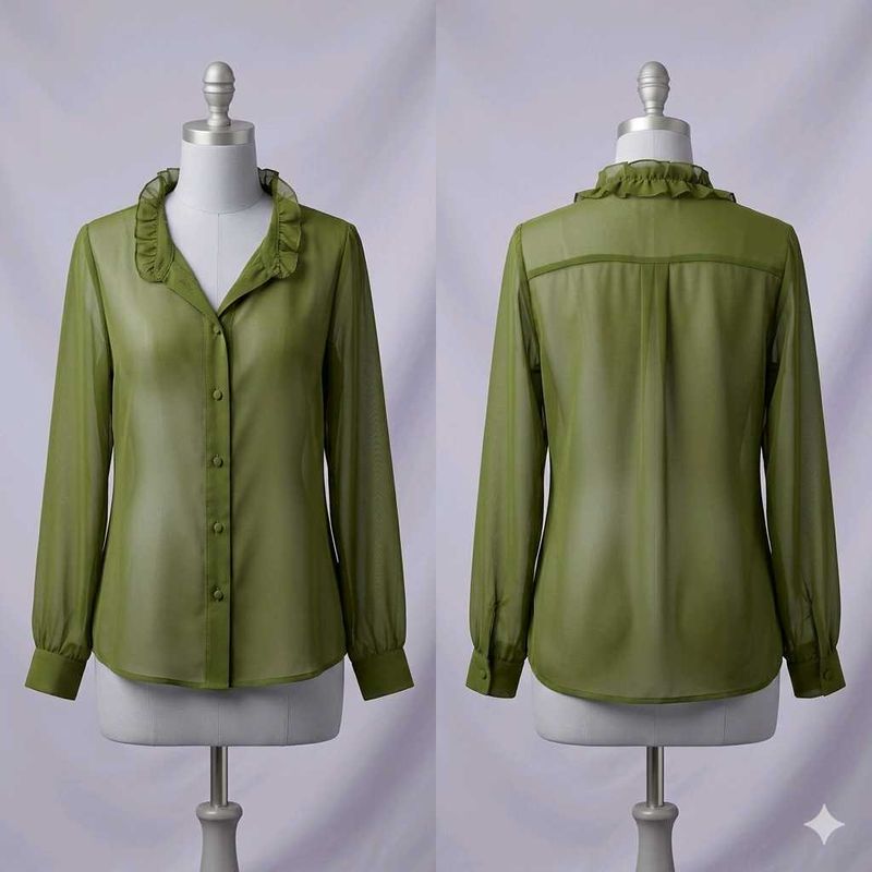 Sheer  Olive Green Top