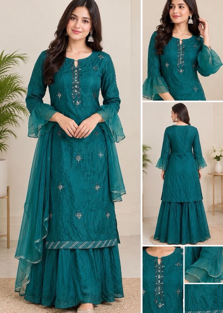 Elegant Teal Kurta Set with Sharara